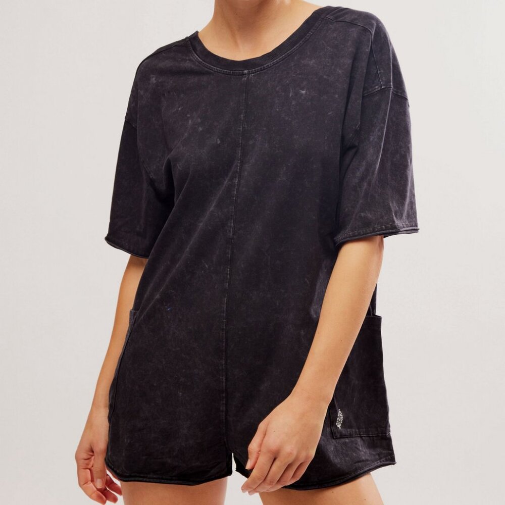 NWT Free People Movement Hot Shot T Romper in color Black